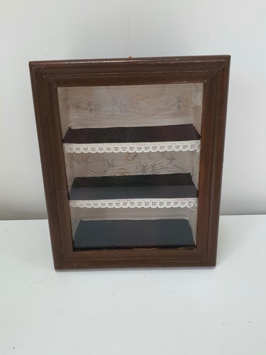 Vintage curio cabinet wooden - cabinet,