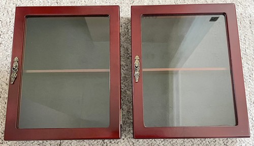 Vintage glass front wooden - 2x,