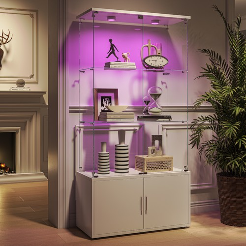 Glass display cabinet with led - glass,